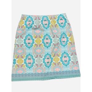 Talbots Women's Skirt Size M‎ Blue Geometric Print Knee Length A-Line